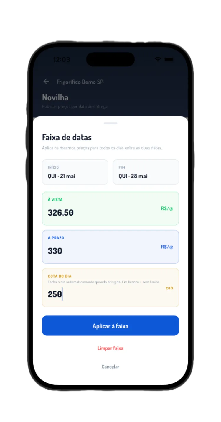 Faixa de datas — publicação em massa